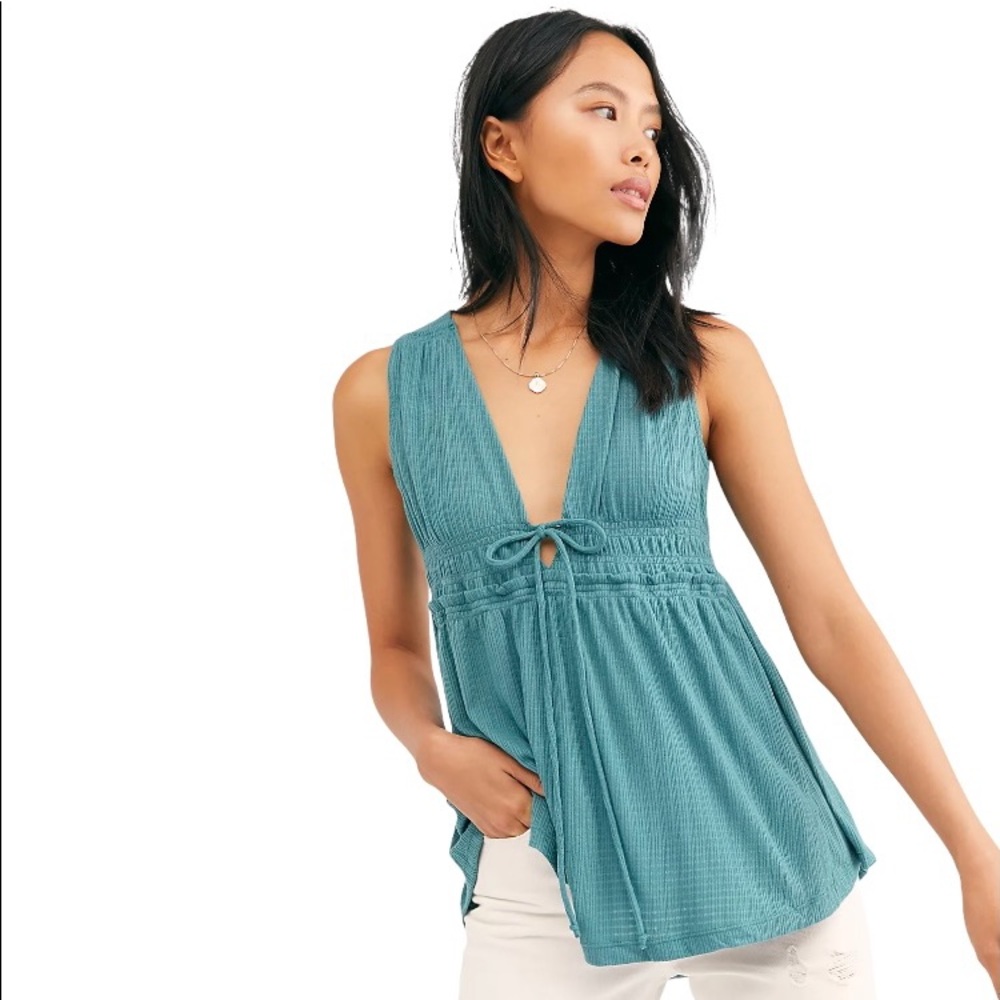 Free People Beach Bound Ocean Blue Tank Small